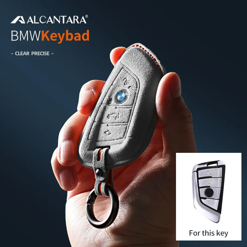 

Alcantara Car Key Case Cover For BMW X1 X3 X5 X6 1 2 3 5 7 Series F15 F16 F20 F22 F30 F32 G30 Keychain Accessories