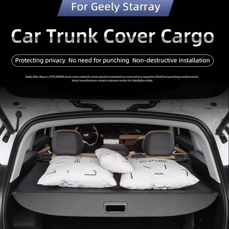Фото Шторка багажника YUNV для Geely Boyue L FX11 2023-2025, выдвижная шторка для конфиденциальности, аксессуар для хранения в багажнике. №3