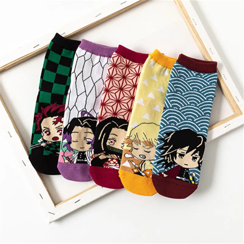 

5 Pairs Demon Slayer Kimetsu No Yaiba Sock Cosplay Prop Cartoons Anime Kamado Tanjirou Kamado Nezuko Middle Tube Cotton Socks