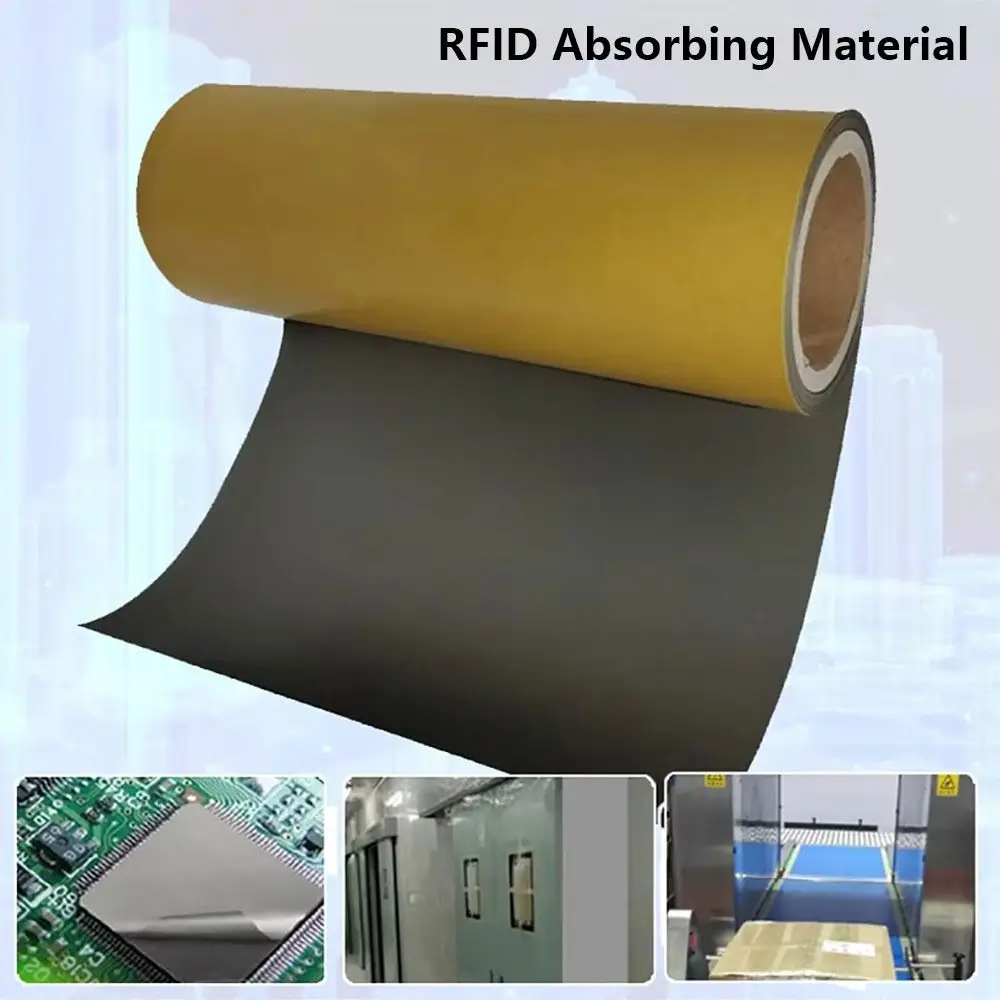 Фото Рулонный RFID NFC поглощающий экранирующий материал для микроволновых волн, низко- и высокочастотный, односторонний самоклеящийся, антиметаллический ферритовый лист, 3 размера №5