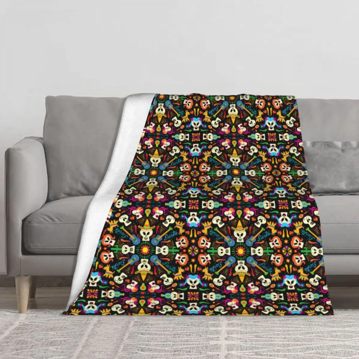 

Одеяло с мандалой, мексиканские скелеты, цветочный принт, теплое покрывало для кровати, забавное Роскошное Одеяло s