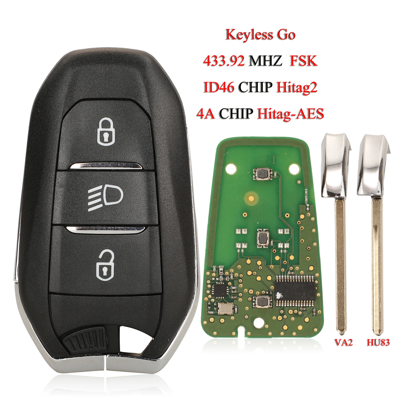 

jingyuqin 5PCS/Lot Keyless Remote Car Key For Citroen C4 C4L DS4 DS5 For Peugeot 208 308 3008 508 5008 433MHZ FSK 4A ID46 Chip