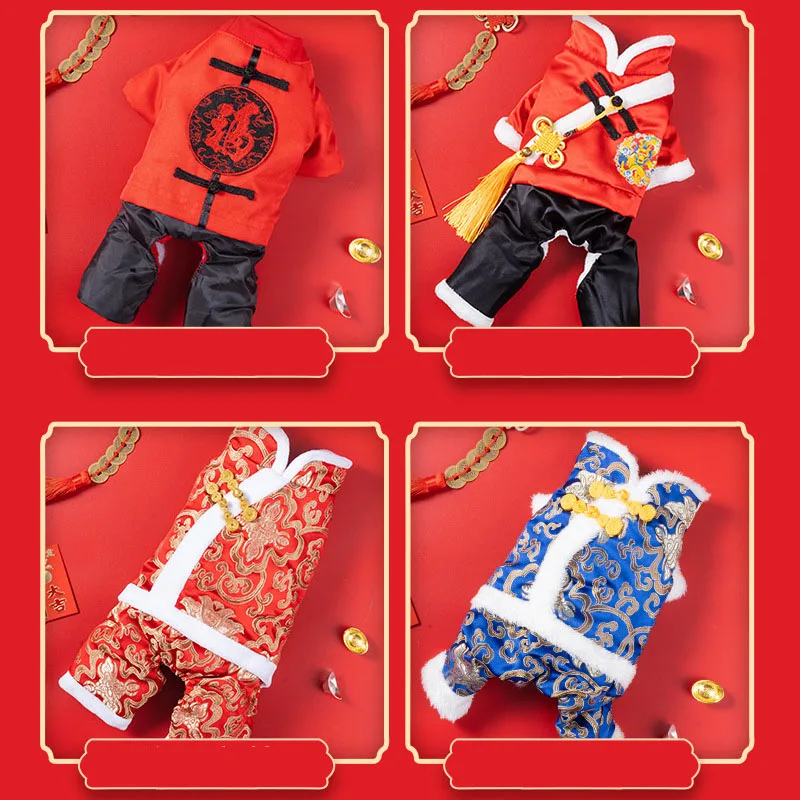 

Lucky Red Chinese Traditional Dog Clothes Printed Soft Pet Dog Clothing Winter Jacket Coat Costumes Clothes Warm Pet Outfit