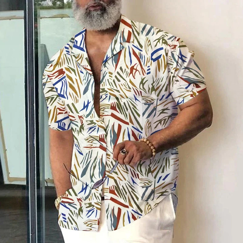 

Рубашка мужская с коротким рукавом, модная с принтом, с лацканами, гавайский отпуск, Повседневная Свободная пляжная одежда, лето 2023