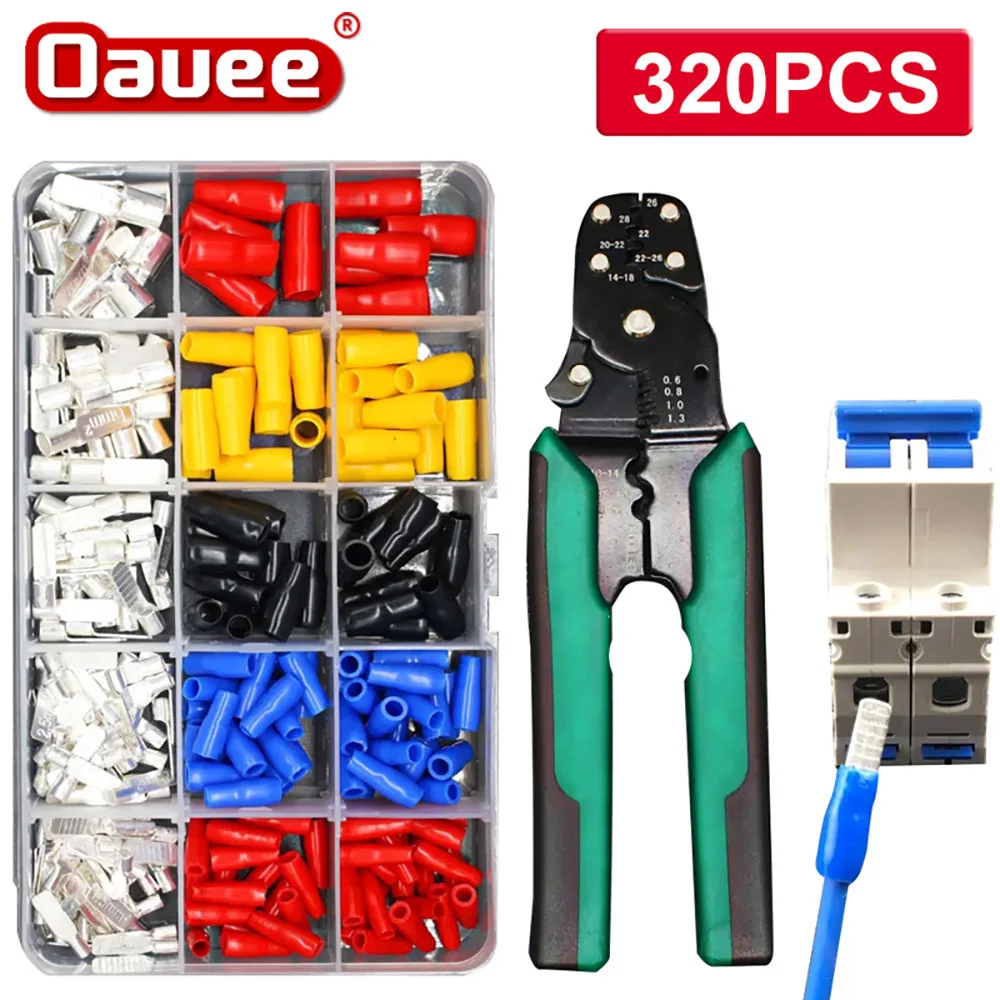 

320/260pcs Boxed Crimp Terminal+Pliers Cold Pressed Terminal U Shaped O Shaped Wire Connector 0.5-4mm Square Terminal Eletrico
