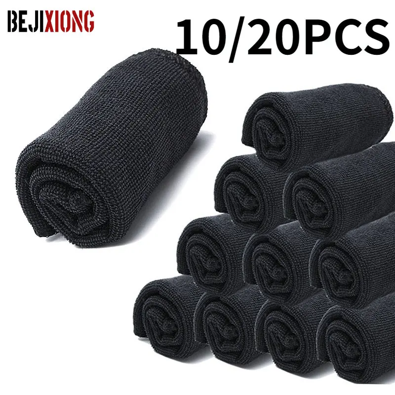 S Microfibers Sponges Car Detailing Cleaning Soft Cloths Home Window 30x40cm Black