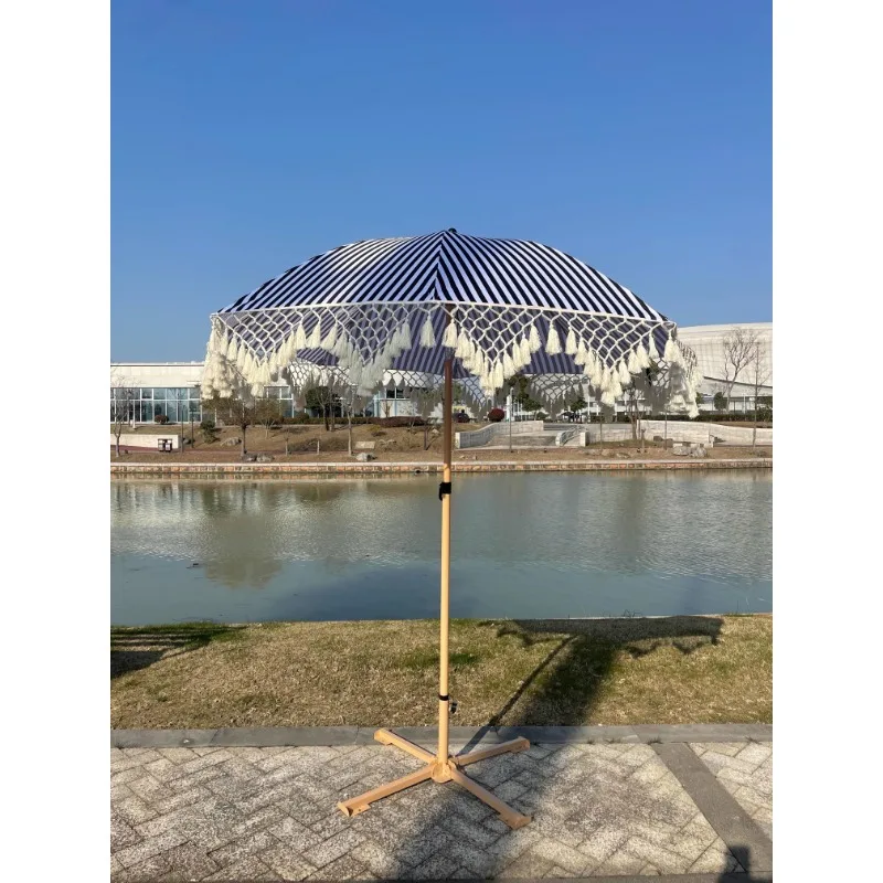 Вертикальные синие и белые полосы 8k желтый железный зонт B &amp кисточка для