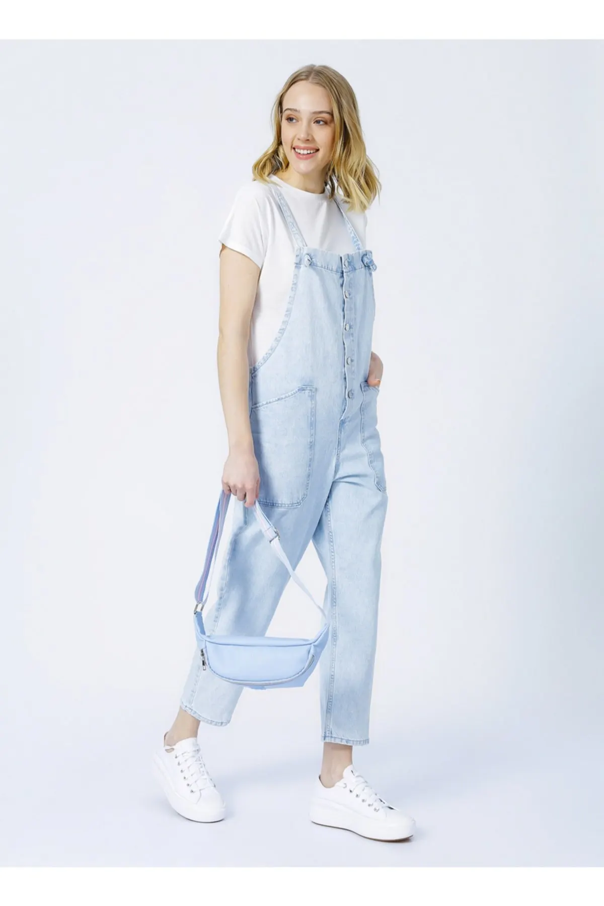 

Women's Overalls Lemon France Flat Collar Standard Fit Plain Open Indigo Jumpsuit Hot Casual Fashion Jumpsuit