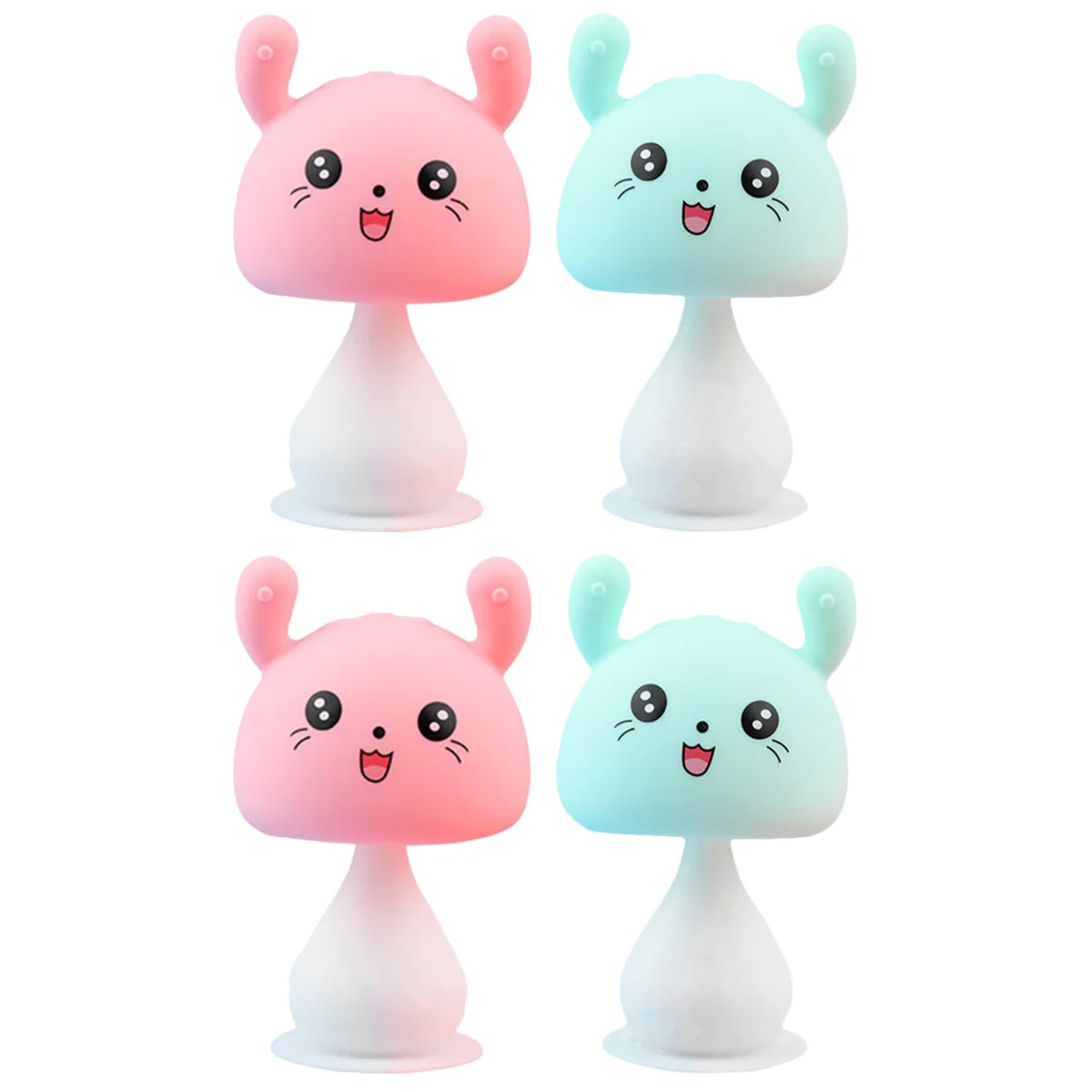 

4 pcs Cartoon Mushroom Design Teether Teething Silicone Molar