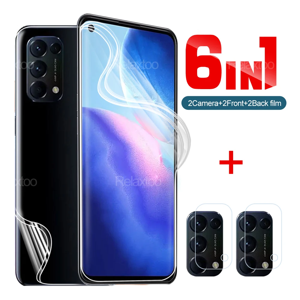 Задняя крышка объектива 6 в 1, защитная Гидрогелевая пленка для OPPO Reno 5 5Pro 5Lite Reno5 Reno5F 5G HD, Защита экрана для камеры CPH2159 6,4