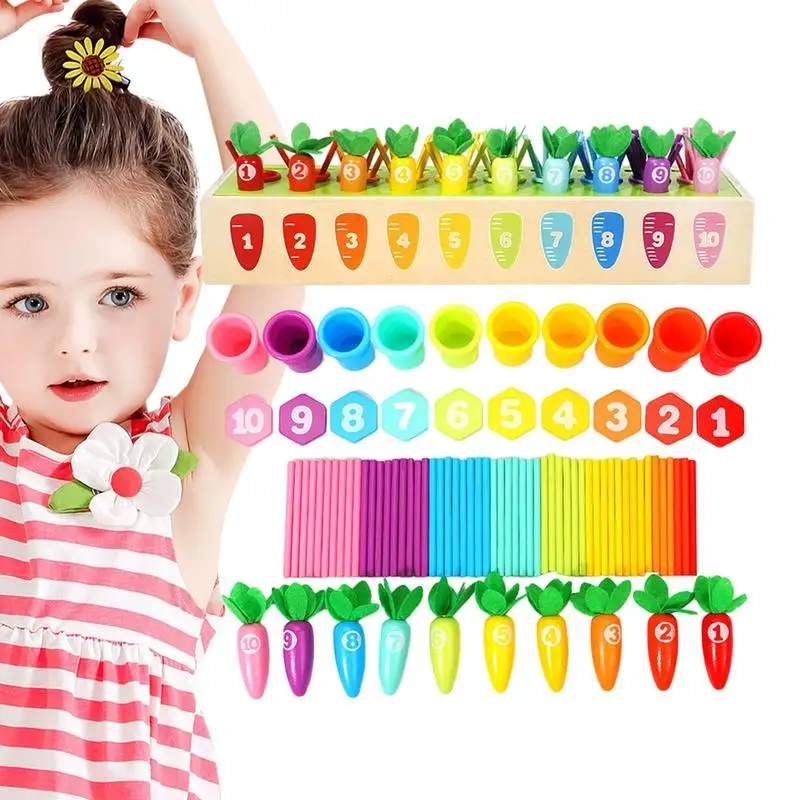 

Montessori Carrot Toy Counting Manipulatives Fine Motor Skill Preschool Educational Toys Montessori STEM Toys Improve Counting