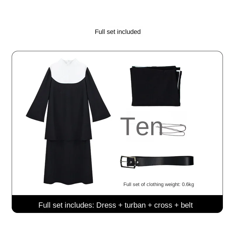 Костюм Монахини для косплея на Хэллоуин фильмы ужасов христианская