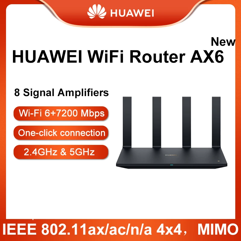 NEW Huawei AX6 Router Wireless Full Gigabit Router 7200Mbps+2.4GHz & 5GHz Dual -Band High Speed 8 Signal Amplifiers AX6