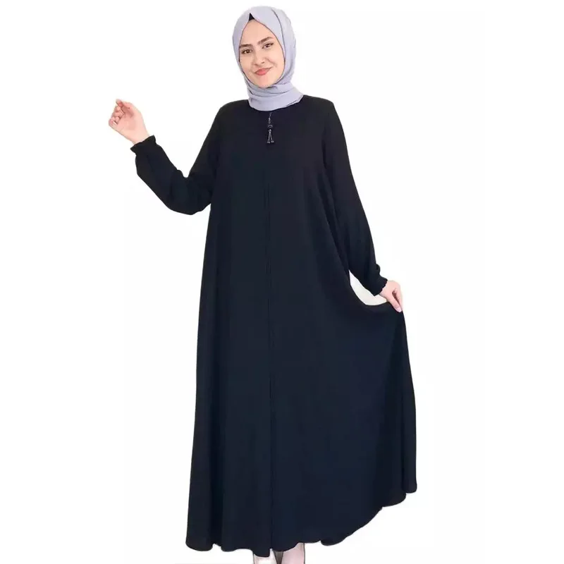 

Muslim Women's Dress Middle East Dubai Turkey Zipper Cardigan Robe Open Abaya Islamic Clothing for Women Robe Ramadan Indian