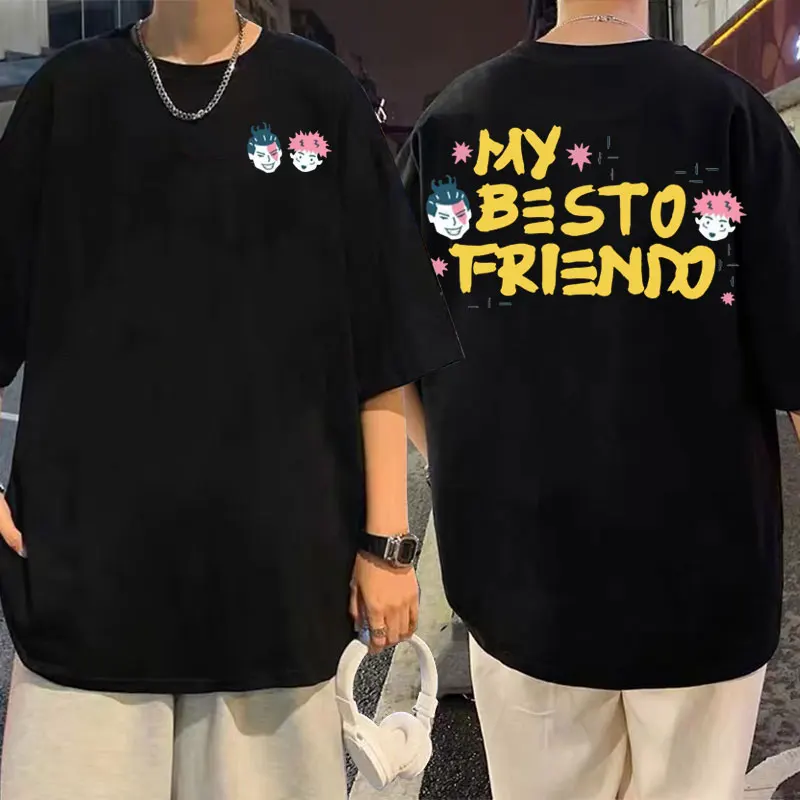 

Футболка My Besto Friendo с аниме ююютсу кайсен, забавная Милая футболка с принтом Itadori Yuji и Dongtang Aoi для мужчин и женщин, Мужская футболка