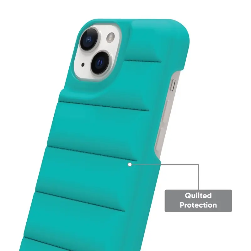 2023 new for Puffer Soft Quilted Phone Case for iPhone 14 and iPhone 13 - Teal