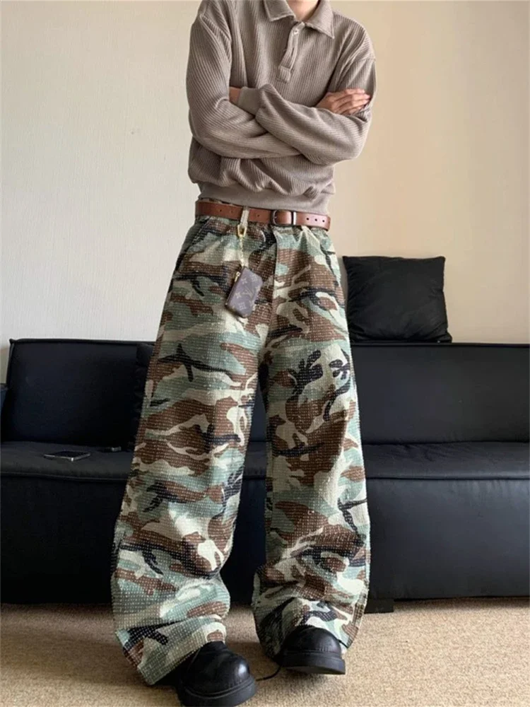 Женские тонкие брюки унисекс в стиле ретро с камуфляжным узором крутые уличные