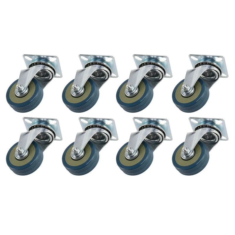 

8 X сверхмощных 50X17 мм Резиновые поворотные колесики, колесики, тормоз для мебели на колесиках