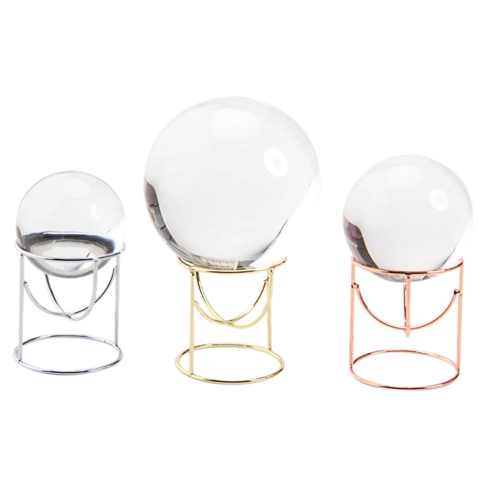 

Metal Ornament Display Stands Crown Geometric Crystal Ball Holder Photography Props 3D Engraved Sphere Base For Collection