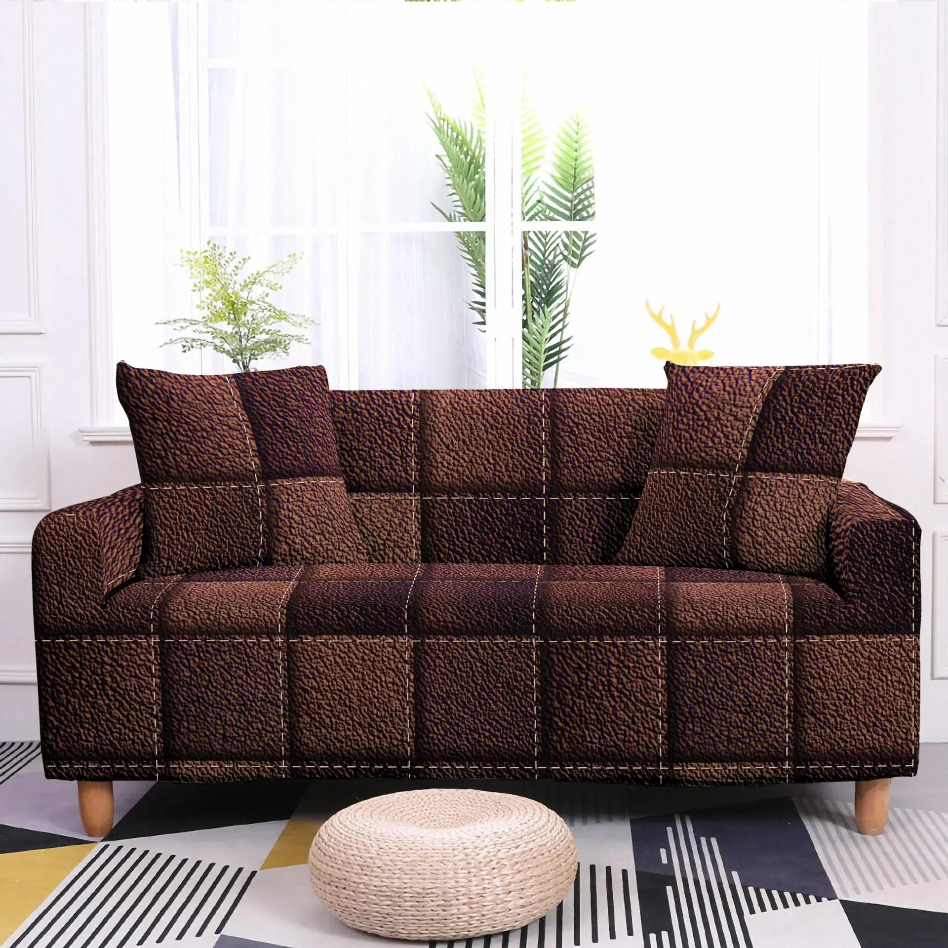 

3D Plaid Printing Elastic Sofa Cover for Living Room Sofa Cover Chaise Lounge Sectional Couch Cover Corner Sofa Slipcover