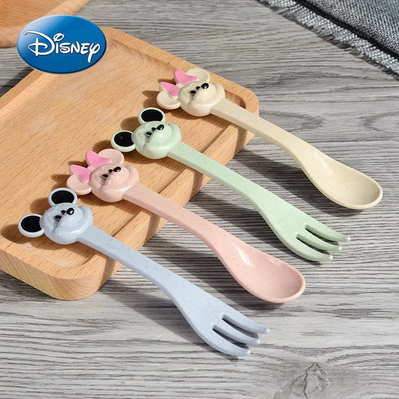 

Disney Mickey Mouse Minnie Fork Spoon Set Cartoon Creative Tableware Environmental Protection