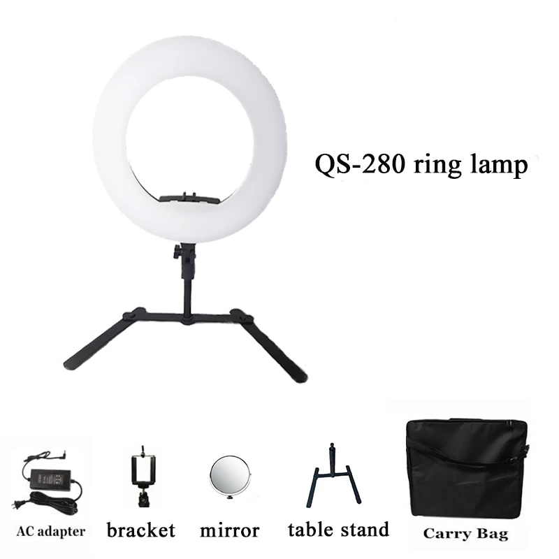 

Yidoblo QS-280 10" Beauty Ring Light Makeup With Mirror And Z Table Stand, Circular Photography Light Stepless Adjustable