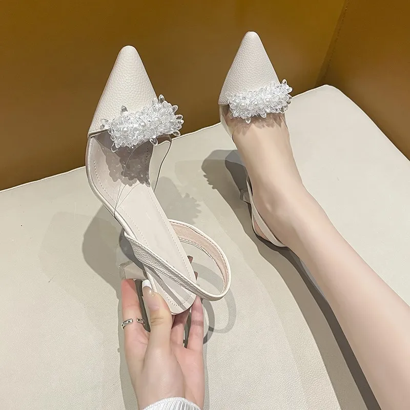 

BCEBYL новые остроносые туфли на шпильках с неглубоким носком и жемчугом, украшение кристаллами, элегантные женские туфли, пикантные модные туфли на высоком каблуке