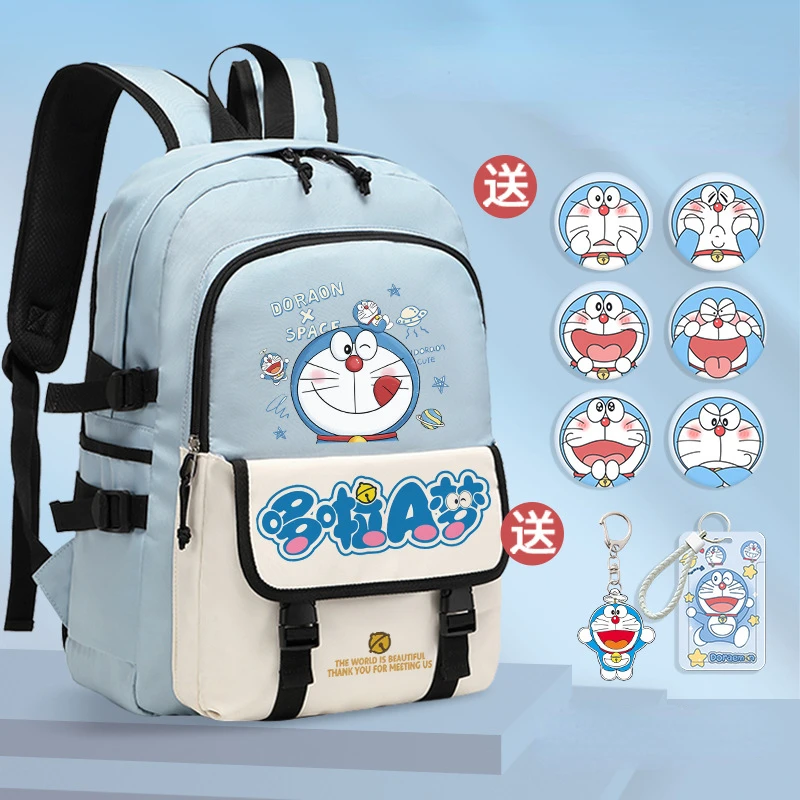 

Doraemon школьный портфель с героями мультфильмов для учеников начальной и средней школы от 3 до 6 классов, вместительная школьная сумка, Детская новая сумка через плечо