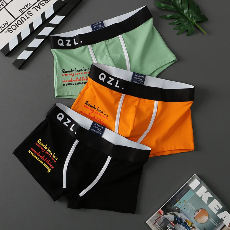 New underwear cotton print youth breathable sports boxer 3PCS