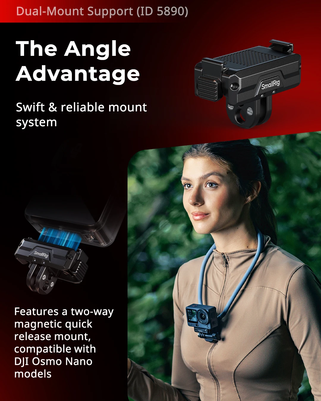 Фото Кейдж SmallRig OSMO Action 6 для DJI OSMO Action 6 Advanced Edition с силиконовой защитой объектива, ремешком на запястье и креплением Cold Shoe №5