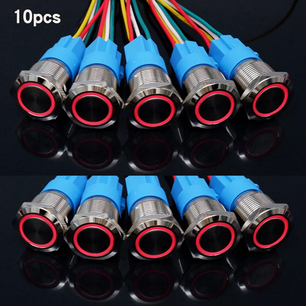Кнопочные переключатели серебристые 16/19/22 мм 10 шт.