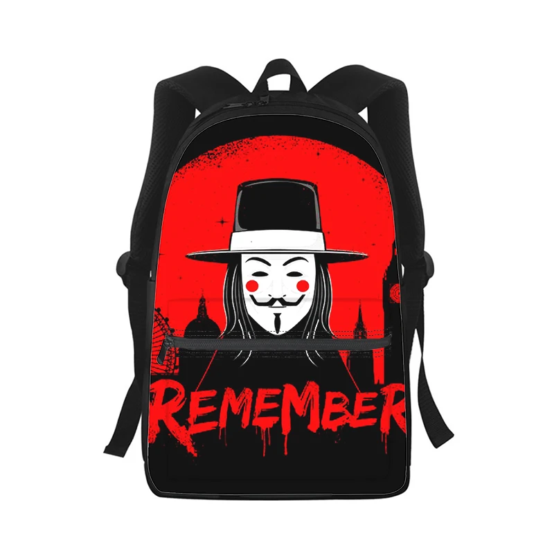 V for Vendetta Men Women Backpack 3D Print Fashion Student School Bag Laptop Backpack Kids Travel Shoulder Bag