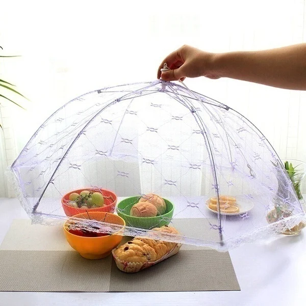 

1PC Portable Umbrella Style Food Cover Anti Mosquito Meal Cover Lace Table Home Using Food Cover Kitchen Gadgets Cooking Tools