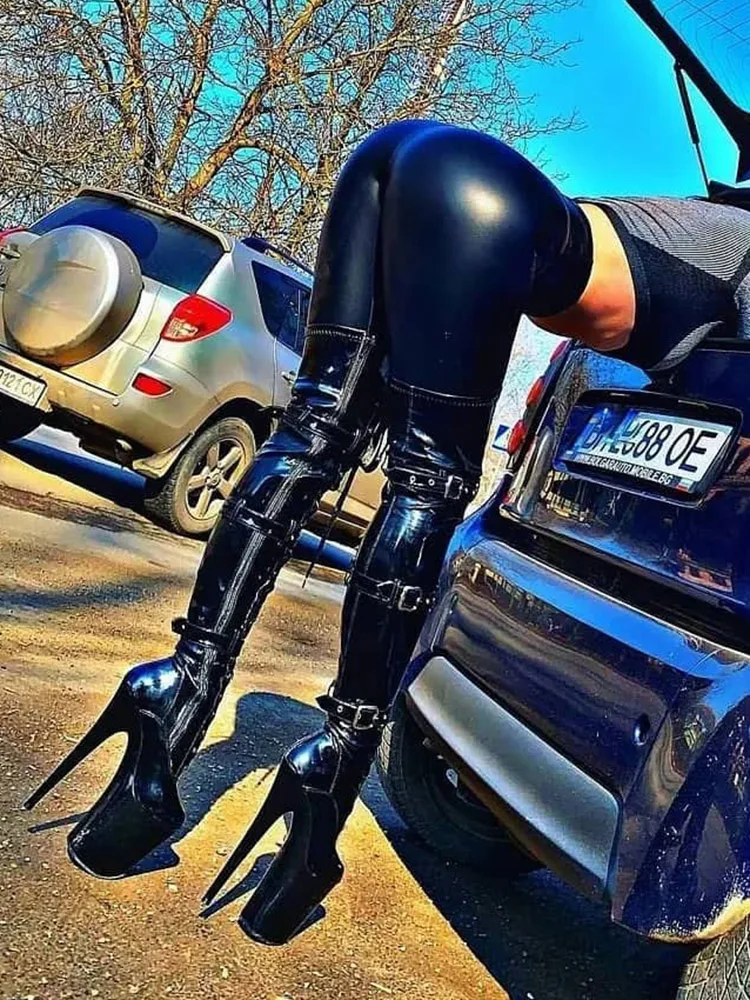 Женские леггинсы большого размера сексуальные штаны для йоги из искусственной