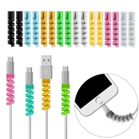universal spiral cable protector for ios android usb type c charging wire earphone line bobbin winder protective cover