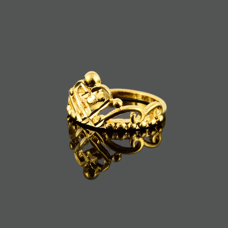 Роскошные элегантные модные женские кольца желтое золото на палец с короной