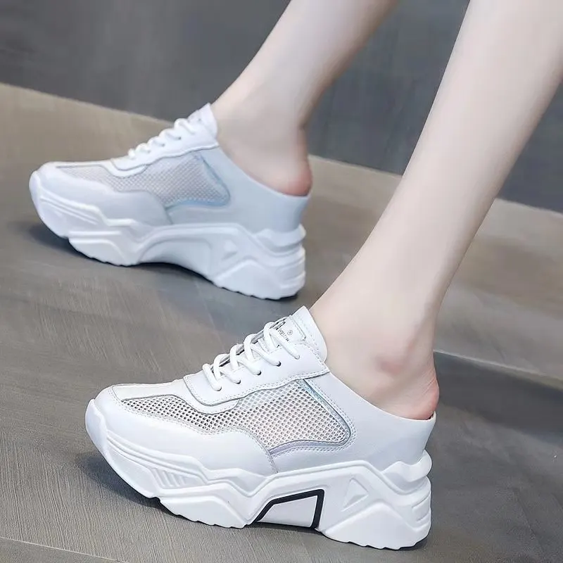 

Women Sandals 2021 Summer Ladies Casual Slippers Spring Female Pumps Outdoor Daddy Shoes Thick Platform Internal-increase Shoes