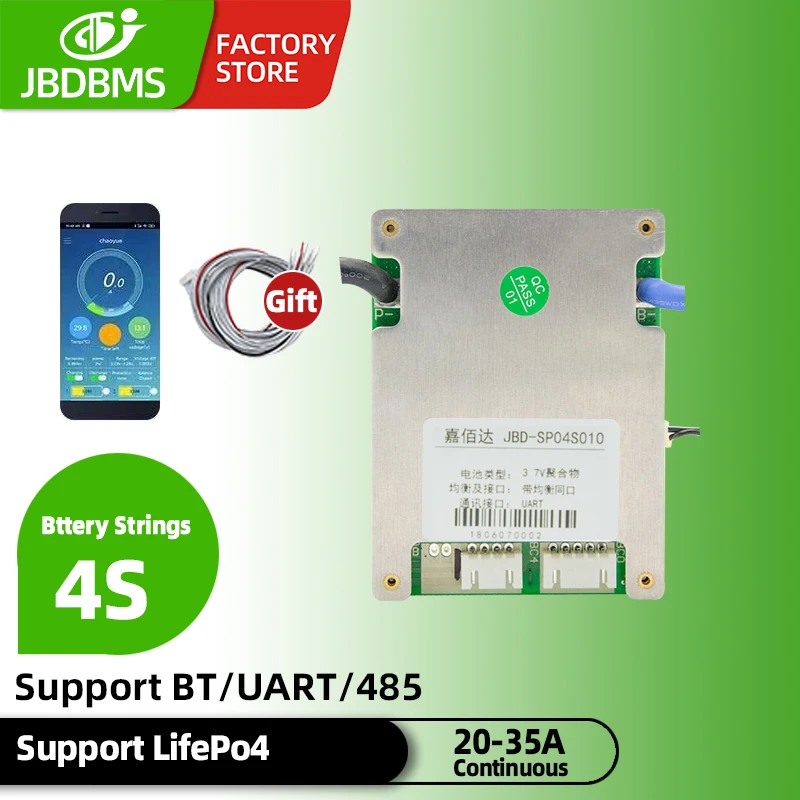 

JBD Smart BMS LifePo4 Battery 4S 12V With Bt UART 485 Common Port with Balance Current 20A 30A 35A Electric bicycle/motorcycle
