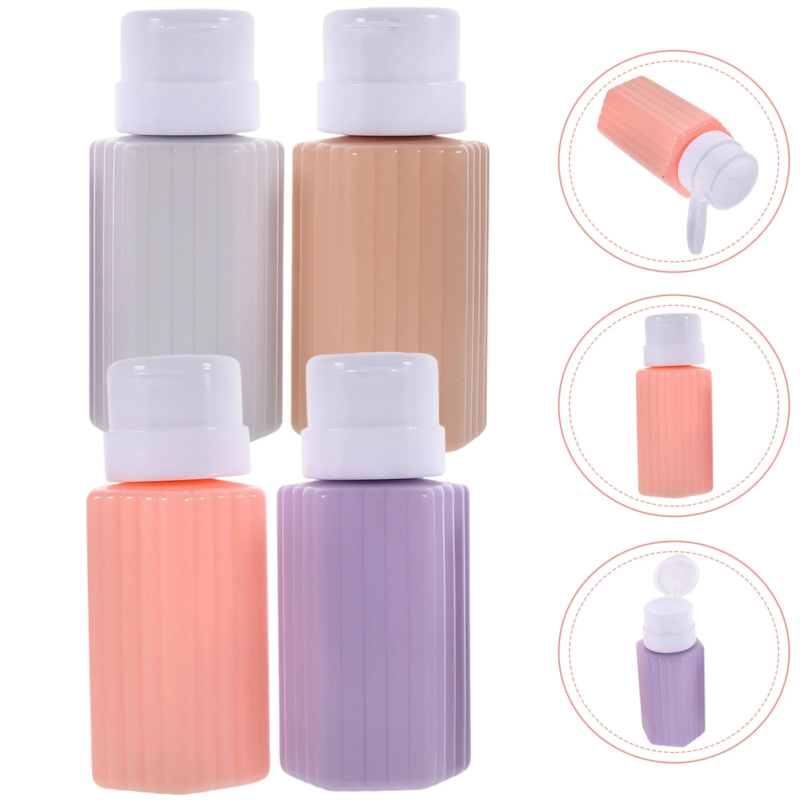 

4 Pcs Water Dispenser Liquid Bottles Makeup Pump Jar Plastic Nail Polish Remover