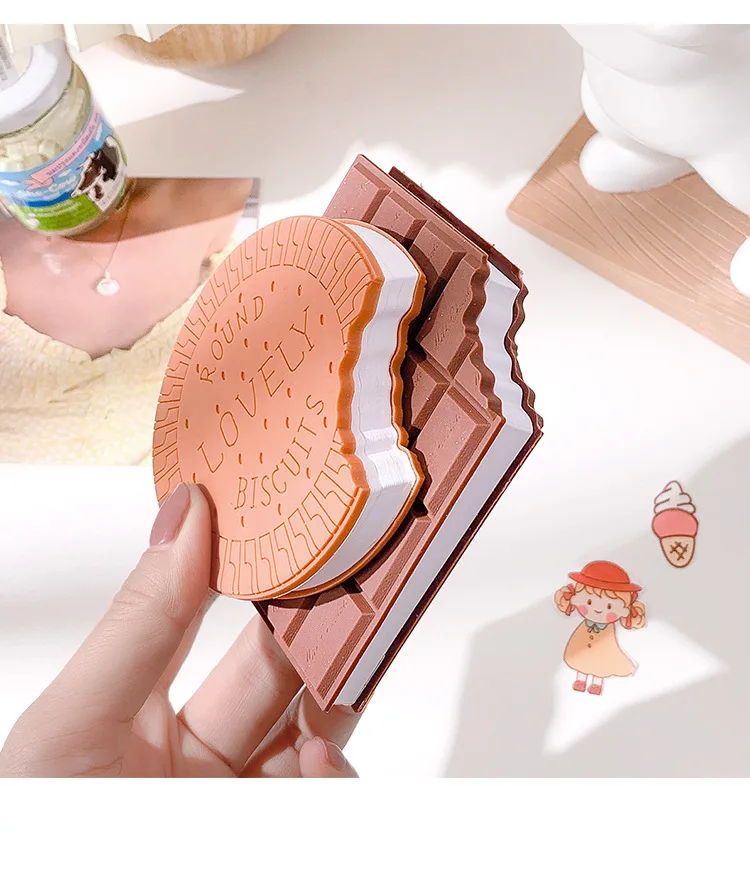 

80 Sheets Creative Chocolate Shape Sticky Notes Notebooks Memo Pads Kawaii Mini Blank Notepad Child School Supplies Cute Things