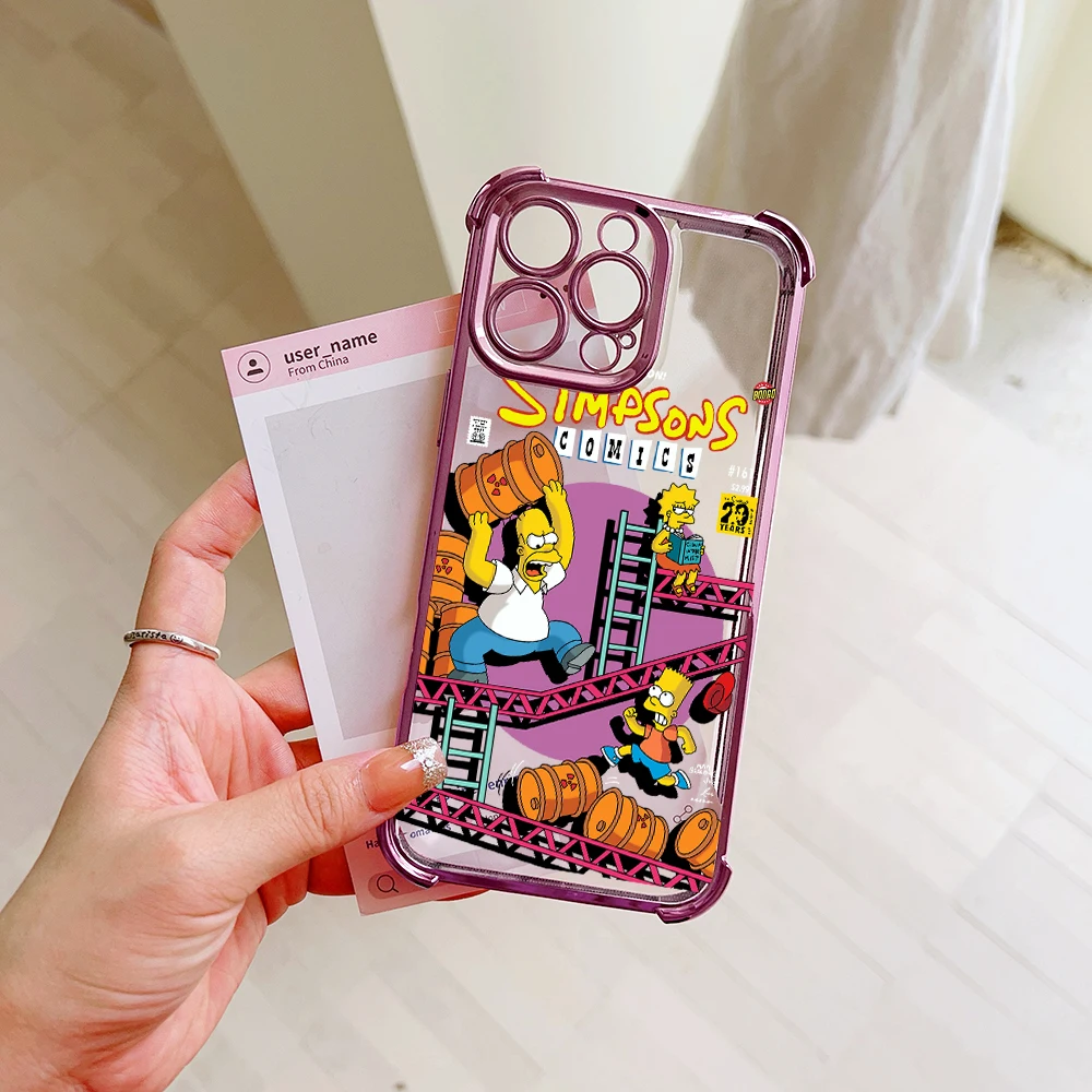 Funny Cartoon S-Simpsons Plating Case For vivo V29e Y200 V27 S16 T1 S15 V25 V23 S12 Y38 Y28 Y03 Y17s Y78 Y36 Y27 4G 5G Cover