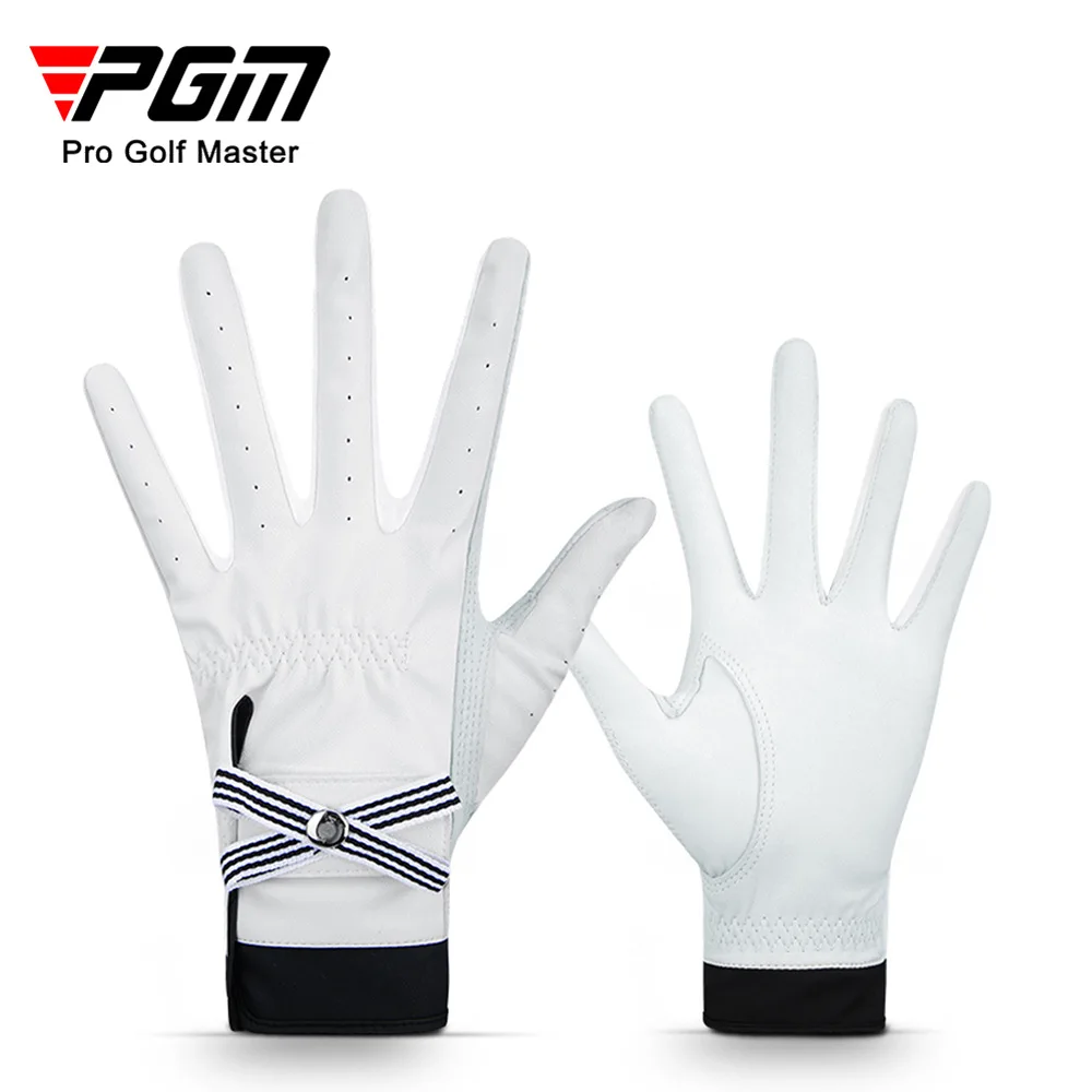 1 Pair PGM Golf Gloves Women Sheepskin Breathable Palm Ladies Genuine Leather Sport Gloves Anti-Slip Training Mittens Elegant