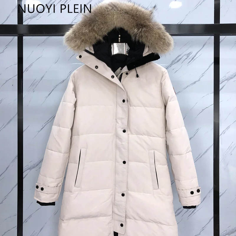 

Long Coat Lady Canadian Down Jacket Women Parka Expedition 95% White Goose Down Snowcoat Top Brand Authentic Coyote Fur 3802L