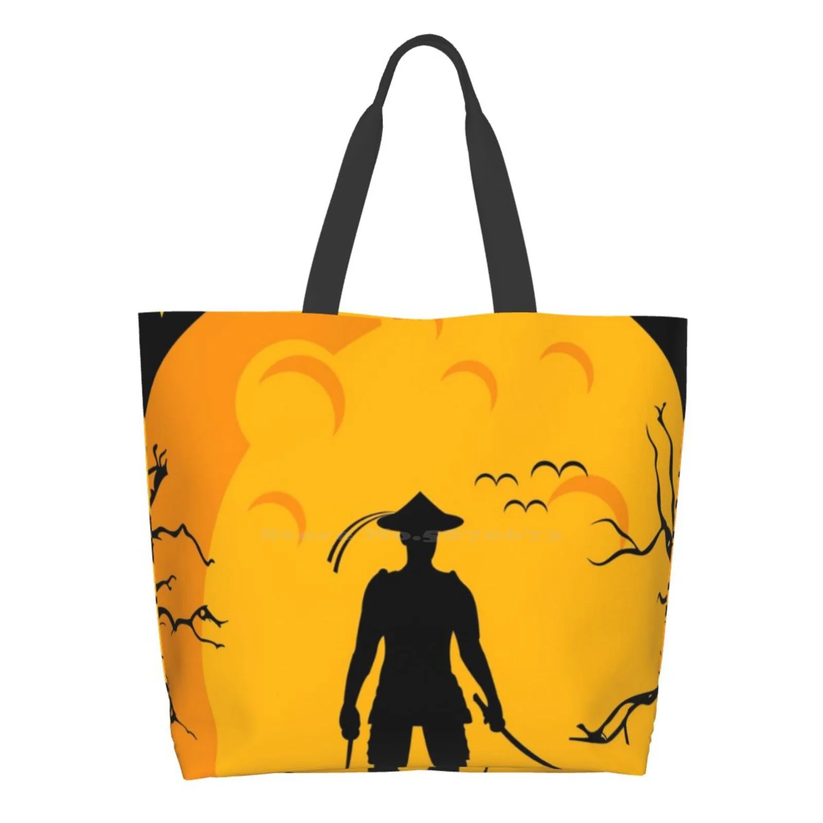 

Ready For Battle Reusable Household Tote Bags Storage Bags Full Moon Saber Japan Fighter Armed Man