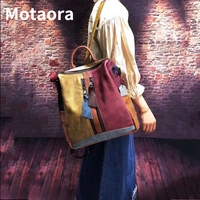 motaora retro women genuine leather backpack patchwork random color luxury bag high quality backpacks for school teenagers girls