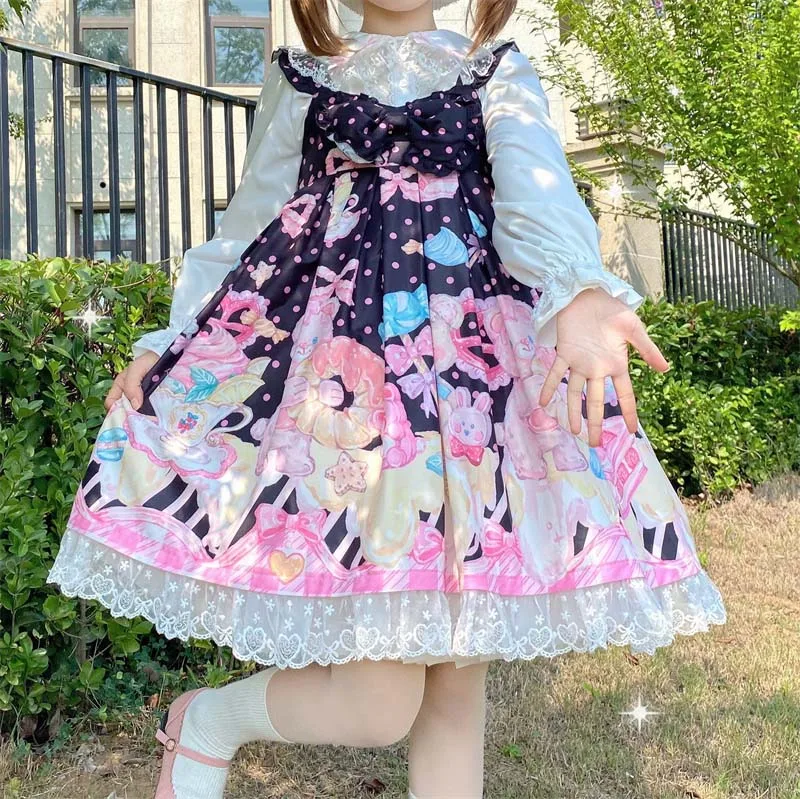 

Cream Party Original Design Women's Lolita JSK Suspender Dress Cute Printing Girl's One Piece