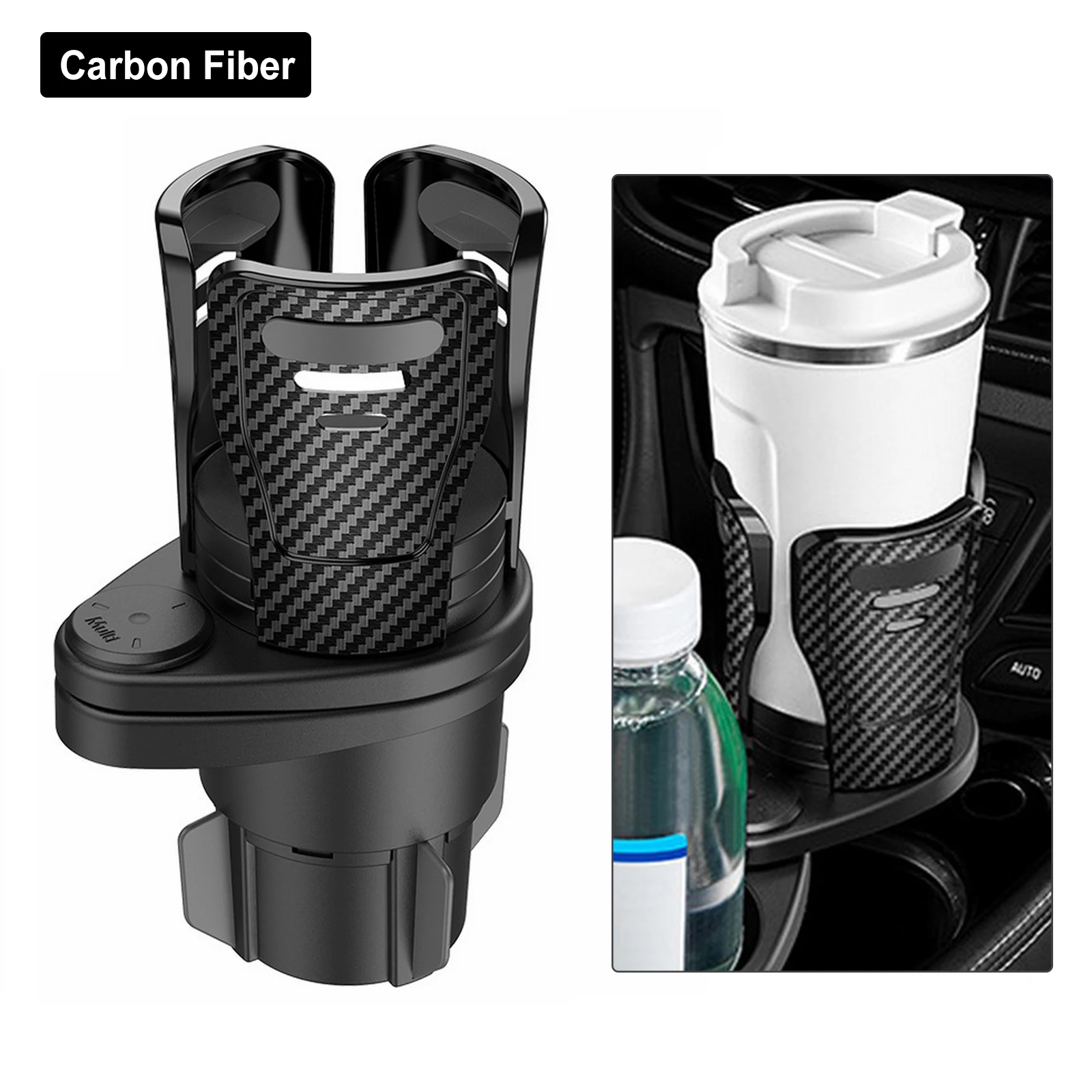 

2 In 1 Car Cup Holder Dual Cup 360 Degree Rotating Adjustable Expander Holder Extendable Drink Beverage Water Bottle Organizer