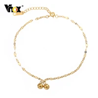 vnox women anklets gold color stainless steel bell shaped charm ankle chain holiday summer chain bracelets