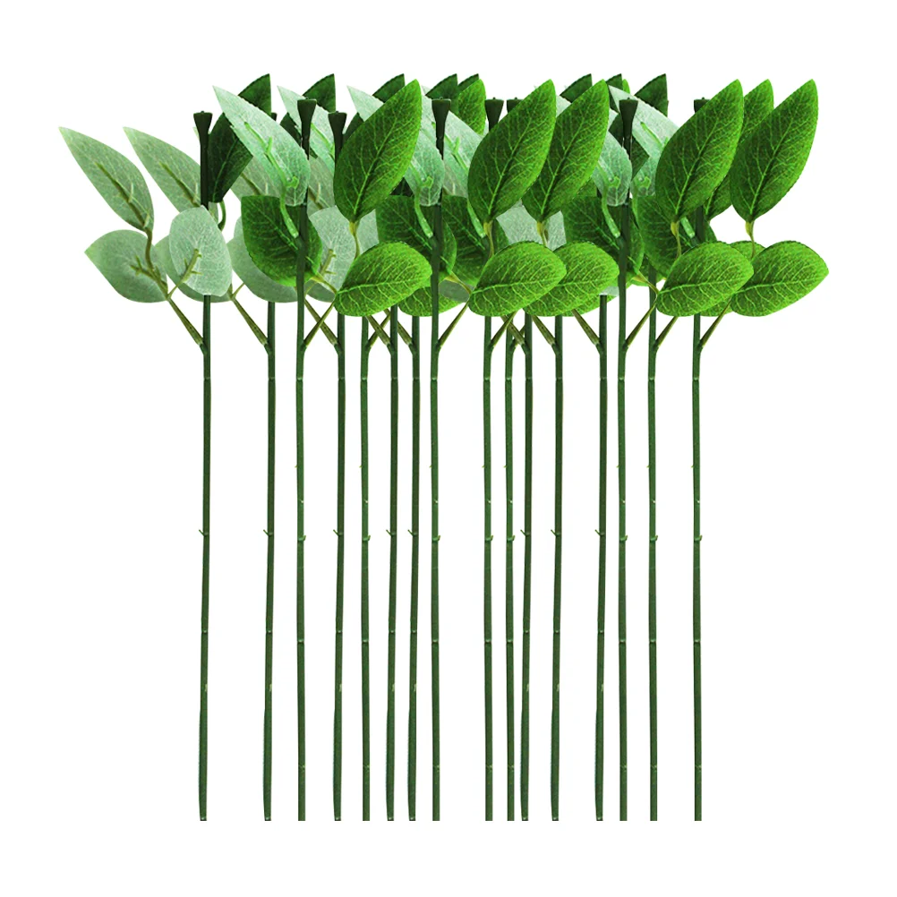 

Wire Stem Flower Stems Floral Artificial Leaves Rose Green Greenery Faux Leaf Plastic Bouquet Branches Making Arrangement