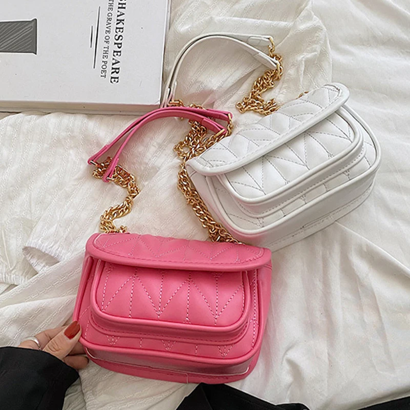 2023 New Casual Chain Crossbody Bags for Women Fashion Simple Shoulder Bags Ladies Designer Handbags PU Leather Messenger Bags